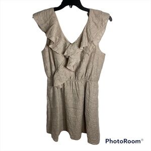 BCBGeneration Tan Gray Ruffle Dress Sz 7